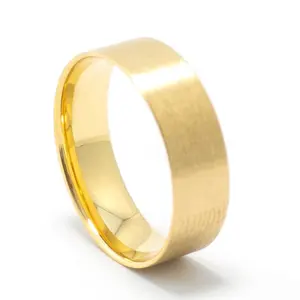 Plain Männer Frauen Comfort Fit Ehering 6mm Gold gefüllt matt Wolfram karbid Ring Liner Blank für Holz Inlay