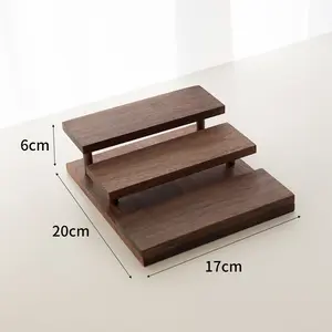 Luxury Customizable Walnut Wooden Ladder Display Stand Multi-Layer For Classic Style Jewelry Organization And Storage