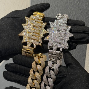 Statement Custom Clasp 20mm Cuban Link <b>Chain</b> <b>Iced</b> <b>Out</b> 925 Sterling Sliver Vvs Moissanite Unique Cuban <b>Chain</b> - Product Image 4