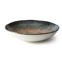 Ensemble de 6 assiettes à soupe rondes irrégulières en céramique Efesto par Excelsa Cosmic Earth, émaillées réactives brillantes avec décoration numérique en relief