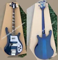 Guitare basse électrique à 4 cordes de couleur bleue, style rick, professionnelle