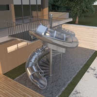 Escalier en colimaçon gain de place pour intérieur avec glissière en acier forgé/aluminium/acier inoxydable 304, escalier en colimaçon extérieur en métal avec glissière