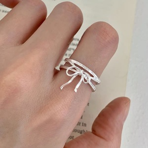 S925 Sterling Silver Bow <b>Ring</b> For Women <b>Open</b> Design Index Finger Jewelry Everyday Wear - Product Image 1