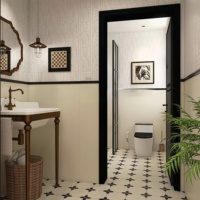 Earl Vintage Noir Blanc Carrelage en Céramique de Porcelaine Antidérapant Carrelage de Sol en Faïence pour Cuisine Moderne Salle de Bain Flora Restaurant