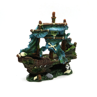 Décoration d'aquarium en résine, navire pirate échancré, bateau à voile artificiel, ornement pour aquarium, aménagement paysager aquatique