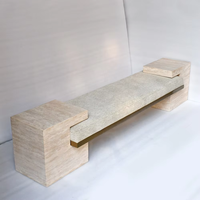 Meubles de salon modernes minimalistes nordiques, table basse de villa, table d'appoint en travertin, banc, table basse en marbre