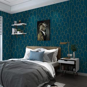 Papel tapiz contemporáneo de rayas bohemias geométricas de oro azul, lienzo autoadhesivo, murales de pared para decoración del hogar, cocina - Product Image 2