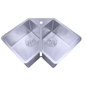 Góc Chìm Cánh Như Bồn Rửa Nhà Bếp Hai Bát Thép Không Gỉ Trên Counter Đôi Bát 3 Năm Vuông Căn Hộ Thiết Kế Đồ Họa