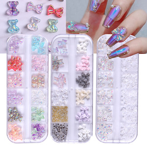 Nouvelle Arrivée - Décorations d'Ongles Colorées à 12 Grilles, Strass DIY Faciles à Appliquer, Breloques 3D Ours Papillon Kawaii en Résine pour Nail Art - Product Image 6