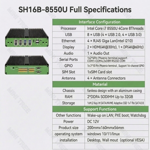 <span class=keywords><strong>Mini</strong></span> PC Industrial de Formato Pequeño, 4 Puertos LAN, Core I7 8550u/7100U, Módulo 4G, <span class=keywords><strong>Gateway</strong></span> IoT Robusto Integrado, 6 Puertos COM con RS232/RS485 - Product Image 5