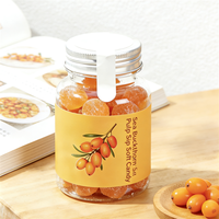 Bonbons gélifiés à la saveur fruitée sans sucre à base de gésiers de poulet et d'argousier, goût sucré, emballés en bouteille