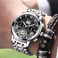 Reloj de Pulsera POEDAGAR 1401 Original para Hombre, Reloj Mecánico Automático con Tourbillon, Resistente al Agua y Luminoso