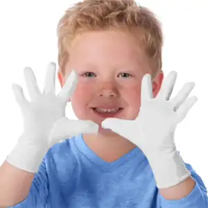 高品质环保竹可拉伸抗菌自然疗法纯白湿疹儿童手套