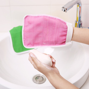 Bath <b>Gloves</b> Bamboo Fiber Double Sided Exfoliating For Back Scrubbing And Body Cleansing Mixed Colors - Product Image 4