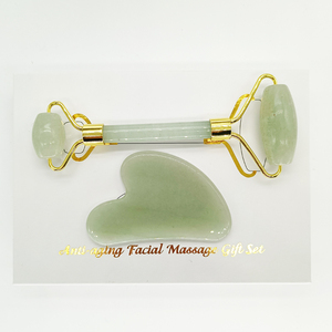 Ensemble de rouleaux de massage en jade et de gua sha en cristal blanc, magnifique ensemble de rouleaux de massage en jade et de rouleaux de massage en quartz rose - Product Image 5