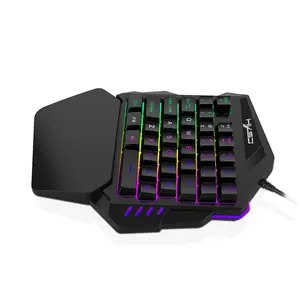 Проводная эргономичная игровая мышь HXSJ A867 RGB V100, игровая клавиатура с одной ручкой и 35 клавишами, портативная клавиатура P6, мышь, конвертер Combo