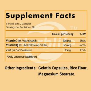 OEM Vente chaude - Personnalisable - Quercétine de zinc 500 mg avec vitamine C et vitamine D3, soutien immunitaire, haute puissance - Product Image 2