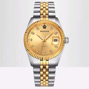 Reloj mecánico automático con calendario retro, elegante correa de acero, esfera con incrustaciones de diamantes, reloj de hombre resistente al agua - Product Image 1