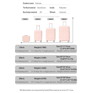 Tùy chỉnh PP hành lý Túi du lịch 28 inch 4 bộ đi du lịch hành lý màu xanh màu hồng du lịch hành lý đặt 4 bánh xe - Product Image 3