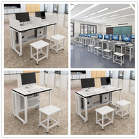 Bureau d'ordinateur rabattable, bureau de travail avec moniteur dissimulé, table d'ordinateur pour laboratoire informatique scolaire, bureau de formation pour salle de classe multimédia