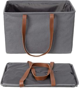 Paniers à linge pliables <span class=keywords><strong>Navaris</strong></span> - Paniers à linge pliables - Bacs de rangement pour vêtements avec couvercle à cordon en tissu et sac anti-poussière - Product Image 1