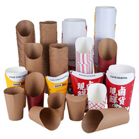 Gobelets en papier kraft écologiques imprimés sur mesure, résistants à la graisse, pour frites, pour la restauration rapide à emporter