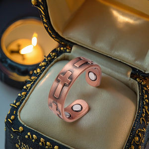 Biomagnetische 99.99% Puur Koperen Magnetische <span class=keywords><strong>Ring</strong></span> Cross Design Verstelbare Artritis Pijnverlichting Christelijke Sieraden Mannen Verlovingsgeschenk - Product Image 2