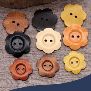 Camisas para niños Cárdigans Suéteres Abrigos vintage Cortavientos Color original Forma de flor <span class=keywords><strong>Botones</strong></span> de madera natural - Product Image 6