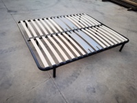 Cadre de lit en métal avec lattes en bois, sommier plateforme pour matelas, robuste, aucun sommier à ressorts requis