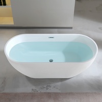 Baignoire ovale autoportante moderne et simple en acrylique pour adultes, sans accoudoirs, pour projets résidentiels, hôteliers et de villas