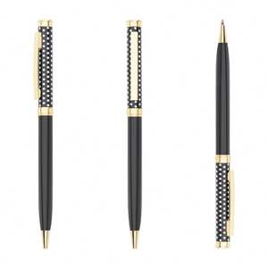 Hermoso Bolígrafo Metálico con Diseño de Puntos, Elegante Juego de Bolígrafos en Negro y Dorado, Personalizable con Logotipo en Color - Product Image 2