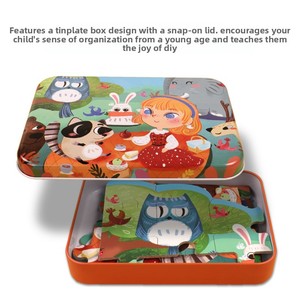 Puzzle en bois éducatif pour enfants, thèmes animaux de dessin animé et circulation, boîte en fer transfrontalière, niveaux avancés, 5-7 ans, 1001-2000 - Product Image 4