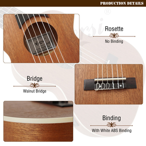 Marca Aiersi, precio al por mayor, hecho en China, guitarlele de 28 pulgadas, cuerda de nailon eléctrica, <span class=keywords><strong>guitarra</strong></span> clásica de viaje de tamaño pequeño, caoba - Product Image 3