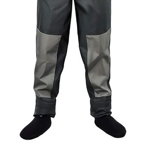 TOPIND Waders de pêche à la mouche 3 couches imperméables et respirants avec fermeture éclair sur la poitrine, <span class=keywords><strong>chaussettes</strong></span> en nylon gris foncé, sangle réglable, unisexe, haute qualité - Product Image 2