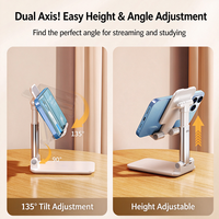 Support de téléphone pliable en alliage à hauteur réglable Support mobile flexible antidérapant à 360 degrés pour tablette de bureau Compatible avec iPad