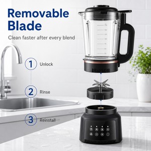 Licuadora Comercial de Alta Resistencia, Máquina para Hacer Smoothies, Exprimidor, Triturador de Hielo, Recipiente de Vidrio con Calefacción, Modo Turbo, 5+ Velocidades, Plateado - Product Image 6