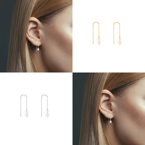 Pendientes de Perlas con Cadena Larga y Borla, Joyería Minimalista, Pendientes Colgantes Delicados - Product Image 6