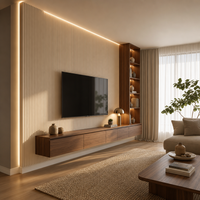 Panneau mural acoustique 3D moderne personnalisé en bois rainuré, revêtement décoratif intérieur pour salon, hôtel, fond de télévision