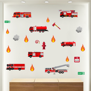 Autoadesiva rimovibile 3d simpatica macchina antincendio Baby Room adesivo da parete - Product Image 6