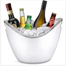 Ice Bucket For Indoor And Outdoor Parties And Drinks-Frosted Plastic 3.5 Liter Storage Tub With Easy-to-Carry Handles