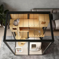 Villa pour chat panoramique en verre, grande cage pour chat, maison pour chat en bois pratique, maison pour chat d'intérieur, armoire pour chat