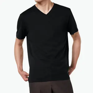 ベストセラー95% コットン5% スパンデックスソリッドVネックシャツプレーンメンズTシャツデザインアンダーシャツ男性用