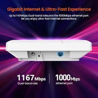 Point d'accès sans fil Gigabit double bande Tenda AC1200 blanc (I24) à fixer au plafond, couverture de 300 m², PoE, contrôle via application Android