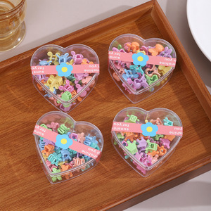 Nuevas Pinzas de Pelo Mini Lindas para Niñas, Pinzas de Pelo Pequeñas Coloridas para Bebés, Accesorios para el Cabello en Caja de Corazón para Niñas - Product Image 1