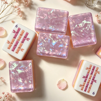 Tuiles de Mahjong de Luxe de la Série Designer, Modernes, en Acrylique Nacré Violet, Motif Fleur de Glace, Écologiques, Acrylique 4 couches