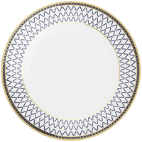 Ensemble d'assiettes à dîner en céramique bleu or de luxe, motif géométrique en treillis, assiettes de présentation en porcelaine pour la décoration de table de mariage