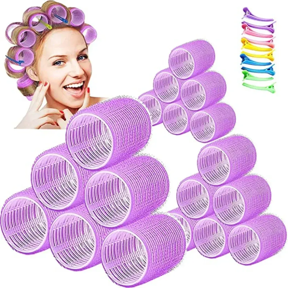 6 Stuks Zonder Warmte Zelfklevende Haarrollers Set Plastic Zelfgrip Met Diy Kappers Krul Haar Roller Haar Krultang