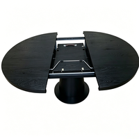 Table à manger extensible ronde en bois au design minimaliste, base conique en MDF noir, 47"-63", pour salon ou hôtel