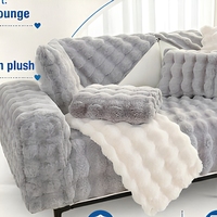 Housse de canapé en peluche Cloud Touch pour salon, fausse fourrure de lapin, luxe moderne, super douce et chaude, housse de canapé sectionnel 4 places, lavable