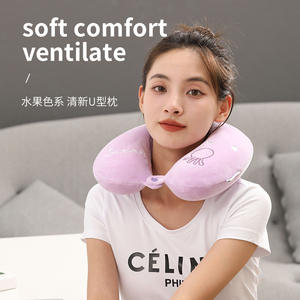 หมอนรองคอรูปตัวยูพร้อมลายปักผลไม้ เมมโมรี่โฟม รองรับต้นคอ ระบายอากาศได้ดี สำหรับสำนักงานและการงีบหลับ - Product Image 4